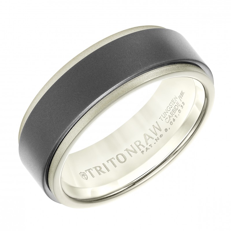 8Mm White Gold & Tungsten Wedding Band