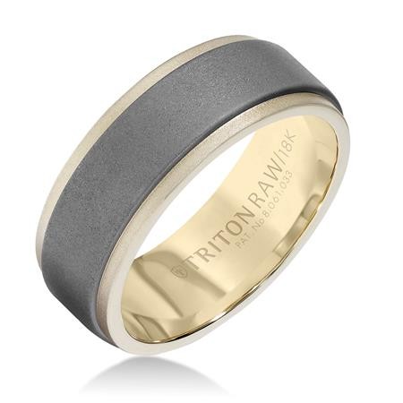 8Mm Yellow Gold & Tungsten Wedding Band