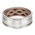 Men's Wedding Band With Rope Pattern And Coin Edge Inside And Dome Profile With Milgrain Detail And Dome Edge. Available In Multiple White, Yellow And Rose Gold Color Combinations.