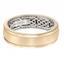 Men's Wedding Band With Celtic Pattern, Rope Edging Inside, Satin Finish And Triple Dome Profile