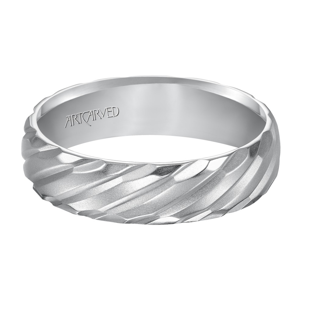Wedding Band With Mate Finish And A Rope Designs