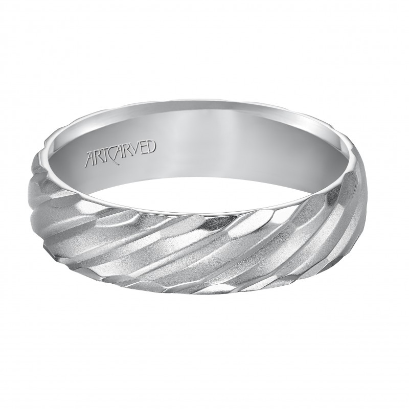 Wedding Band With Mate Finish And A Rope Designs