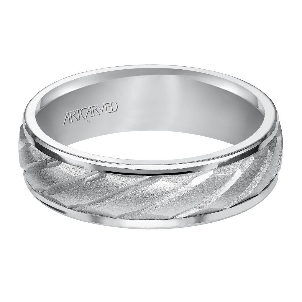 Wedding Band With Mate Finish And A Rope Designs In The Center