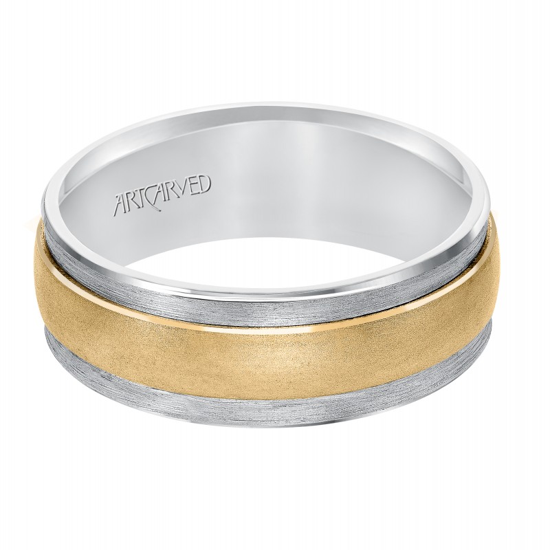 Concave Soft Sand And Satin Finished Bevel Edges Comfort Fit Wedding Band