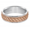 Wedding Band Consisting Of A Woven Center Motif And Flat Bright Rims