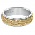 Wedding Band Consisting Of A Rope Center Motif And Flat Bright Rims