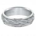 Wedding Band Consisting Of A Rope Center Motif And Flat Bright Rims