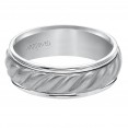 Wedding Band Consisting Of A Woven Center Motif And Flat Bright Rims
