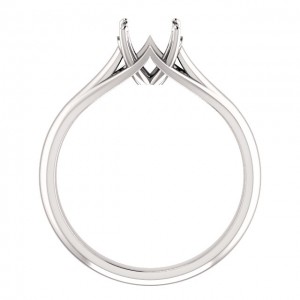 14K White 6.5 mm Round Engagement Ring