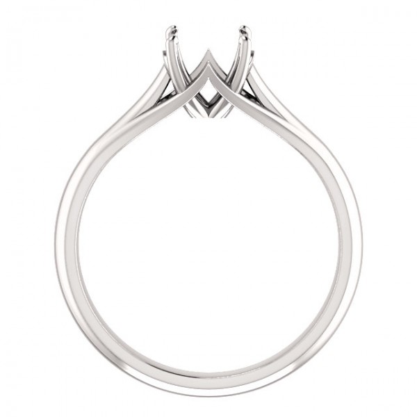 14K White 6.5 mm Round Engagement Ring