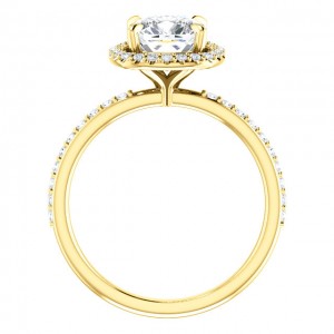 14K Yellow 7 mm Cushion Engagement Ring