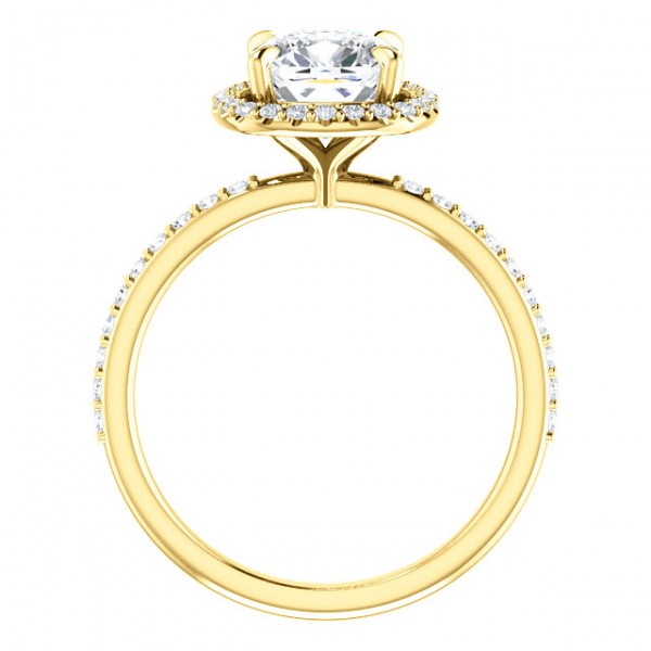 14K Yellow 7 mm Cushion Engagement Ring