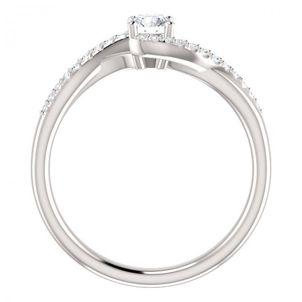 14K White .44cttw Round Swirl Engagement Ring