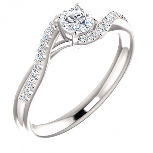 14K White .44cttw Round Swirl Engagement Ring