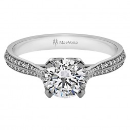 WESTRAY PAVE ENGAGEMENT WITH 0.40ct H-SI ROUND CENTER WITH PAVE SHANK