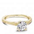 Noam Carver Engraved Yellow Gold Engagement Ring With Round Center Diamond