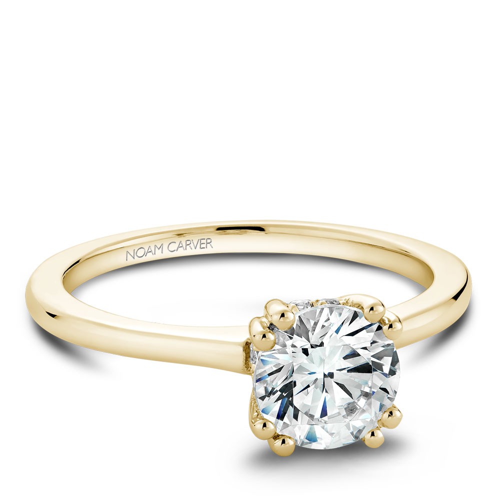 Noam Carver Yellow Gold Engagement Ring With Round Centerpiece And 8 Diamonds