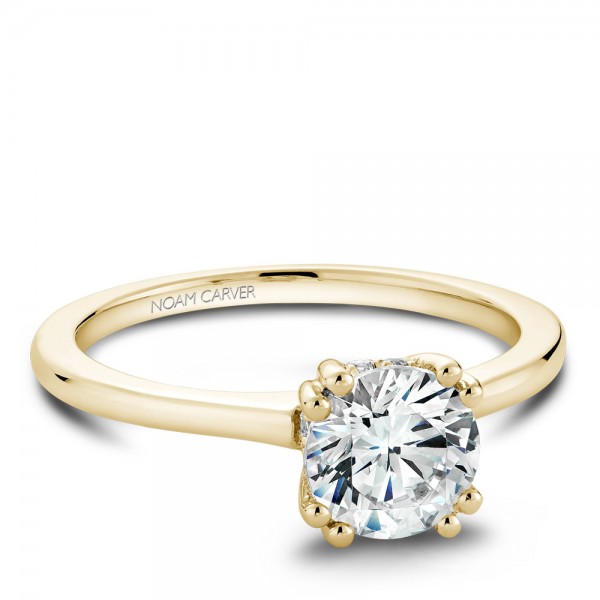 Noam Carver Yellow Gold Engagement Ring With Round Centerpiece And 8 Diamonds