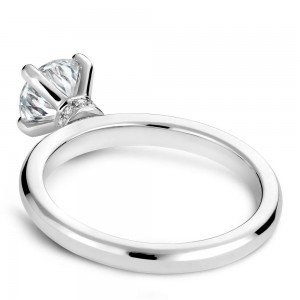 Noam Carver White Gold Peg Head Semi Mount Solitaire Engagement Ring with Diamond Accents (0.04 CTW)