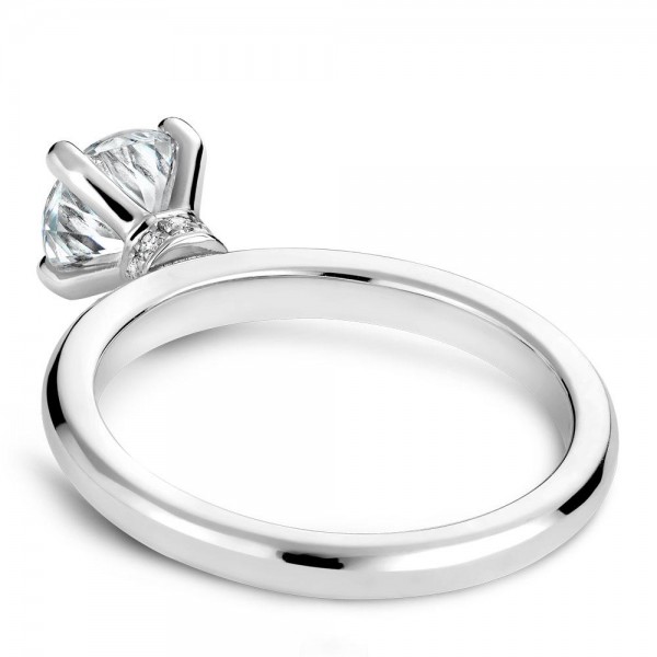 Noam Carver White Gold Peg Head Semi Mount Solitaire Engagement Ring with Diamond Accents (0.04 CTW)