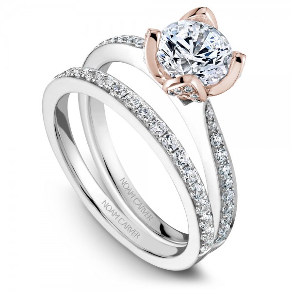 Noam Carver White And Rose Gold Engagement Ring With 70 Diamonds