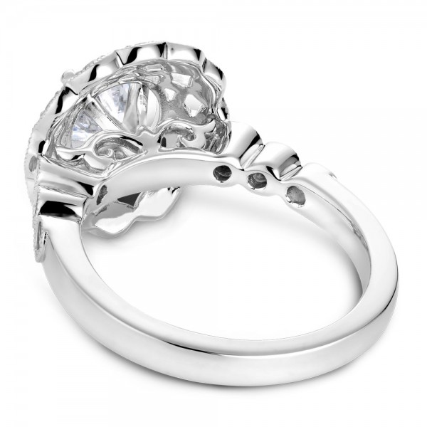 Noam Carver White Gold Engagement Ring With Floral Halo And 18 Round Diamonds