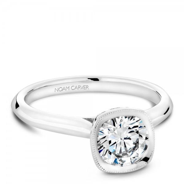 Noam Carver White Gold Engagement Ring With 22 Diamonds And Milgrain Detailing