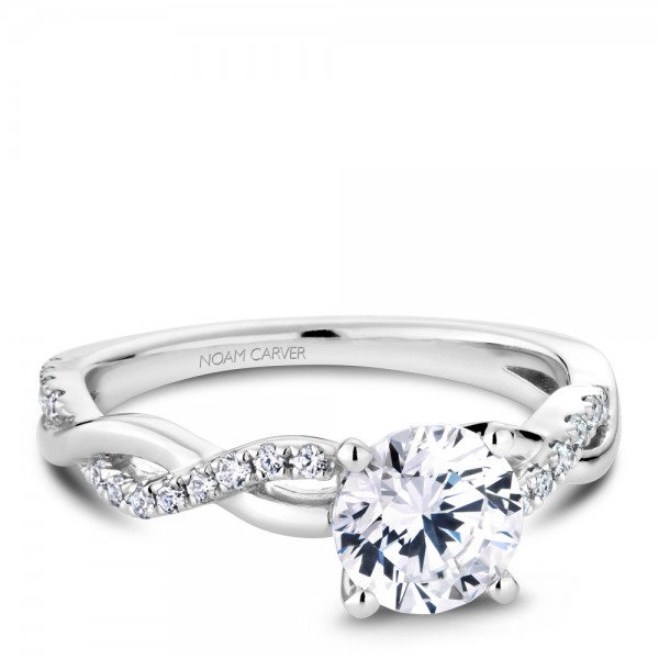 Noam Carver White Gold Engagement Ring With Twist Band And 24 Round Diamonds