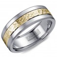 A Torque Ring In White Cobalt With A Hammered Yellow Gold Center.