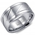 A Torque Ring In White Cobalt With A White Gold Inlay And Carved Detailing.