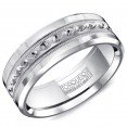 A Torque Ring In White Cobalt With A Carved White Gold Inlay.