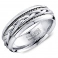 A Torque Ring In White Cobalt With A Braided White Gold Center.