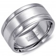 A Torque Ring In White Cobalt With A Brushed White Gold Center.