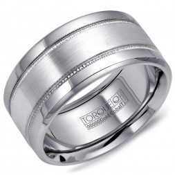A Torque Ring In White Cobalt With A Brushed White Gold Center.