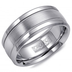 A Torque Ring In White Cobalt With A White Gold Inlay.