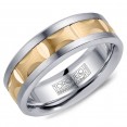 A Torque Ring In White Cobalt With A Carved Yellow Gold Center.