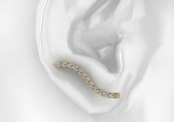14K Yellow Gold Diamond Earclimbers