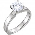 14K White 5.8 mm Round 4-Prong EURO- Shank Ring
