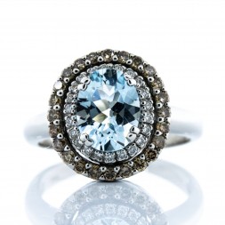 LEVIAN Aquamarine and Diamond RIng