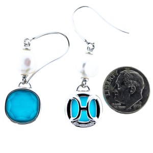 Turquoise and Pearl Dangle Earrings