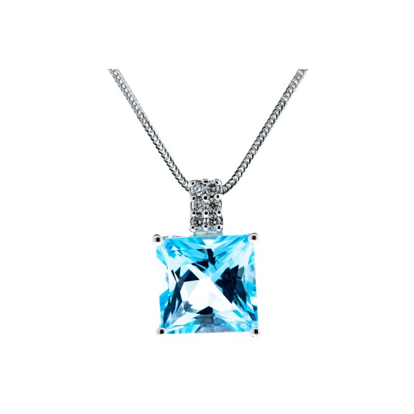 Blue Topaz and Diamond Necklace