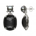 Sterling Silver Crystal and Hematite with Black Spinel and 8.5-9mm Black Button FWCP Earrings