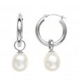 14K WG 8-9MMWht Oval FWCP Earrings