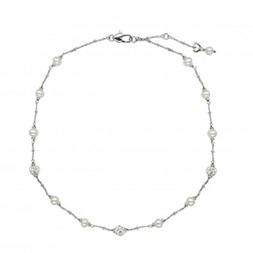 Sterling Silver White 4.5-5.5MM Potato FWCP and Crystal NK 14
