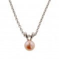 Sterling Silver 5.5+mm Peach Freshwater Cultured Pearl Pendant on 14