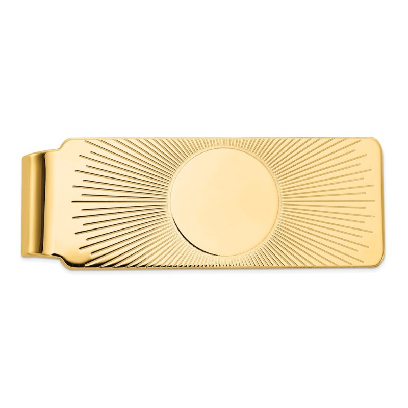 14k Men's Sunburst Design Money Clip