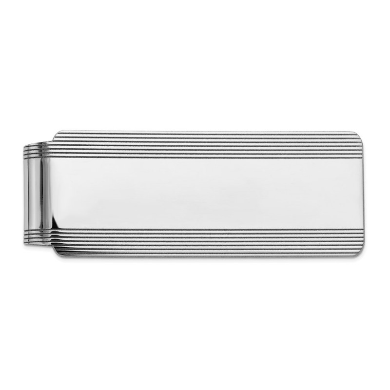 14k White Gold Men's Grooved Money Clip