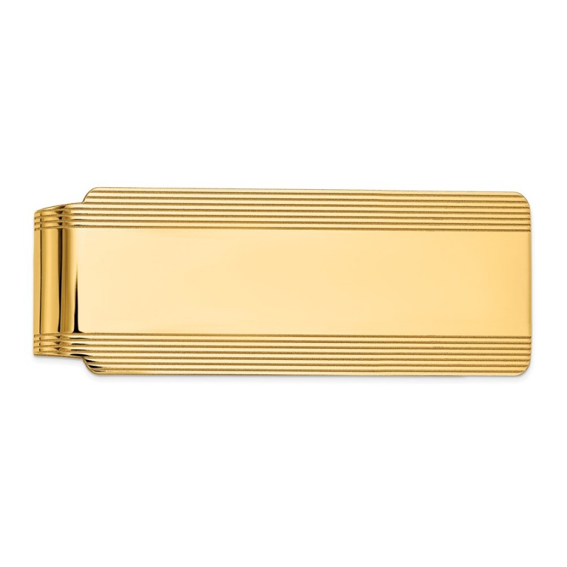 14k Men's Grooved Polsihed Money Clip