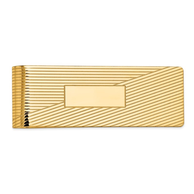 14k Men's Grooved Polished Money Clip