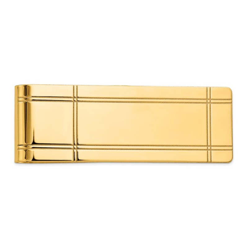 14k Men's Grooved Polished Money Clip